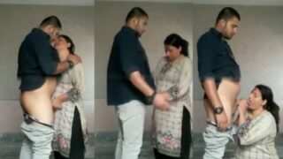 Cheating Wife Bends Over In The Open, Giving Her Lover A Hot Desi Blowjob