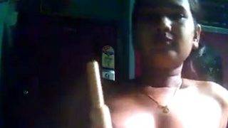 Desi Girl Getting Herself Off With A Kitchen Tool