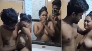 Dirty Bastard Fucks His Busty Girlfriend In The Bathroom, Loving Every Second Of Her Wet Moans