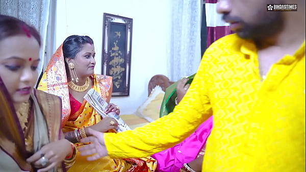 Desi Hot Indian Three Bhabhis Craving Hard Fucking From Their Devar In A Wild Bhabhi Gangbang Party (hindi Moans)